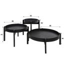 Couchtisch Dover | Satz von 3 | Schwarzes Holz