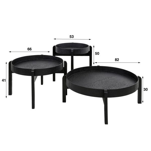 Couchtisch Dover | Satz von 3 | Schwarzes Holz – Bild 3