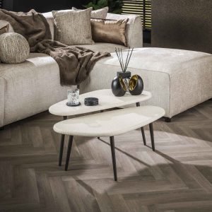 Couchtisch Chloe | Satz von 2 | Weißer Marmor