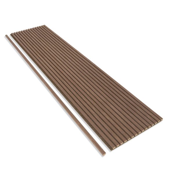 Akustische Wandpaneele – Walnuss – 3-seitig – Olivbrauner Filz – 270 x 60cm – Bild 3