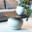 Couchtisch Dim | Espresso Mango Holz | Creme Metall