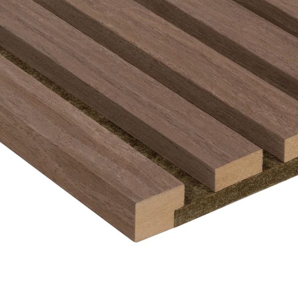 Akustische Wandpaneele – Walnuss – 3-seitig – Olivbrauner Filz – 270 x 60cm – Bild 2