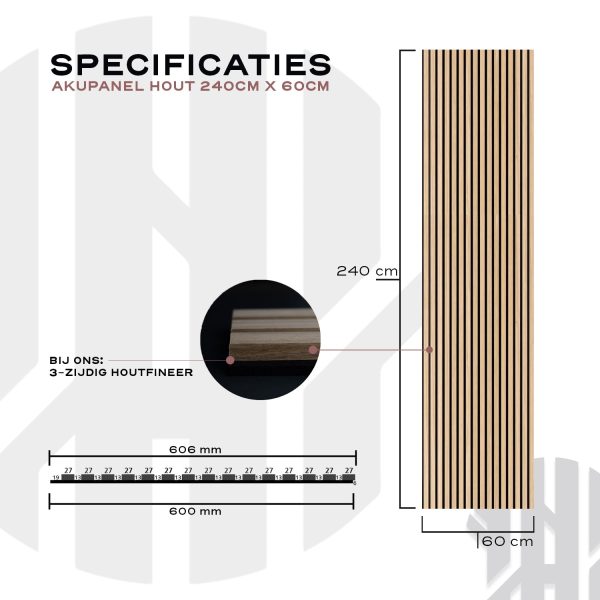 Akustische Wandpaneele Schwarzes Eichenholz | 240 cm x 60 cm | 3-seitiges Echtholzfurnier – Bild 10